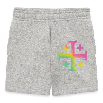 Croix de Kairos (Croix de Jérusalem) – Prairie printanière - Short Bébé - gris chiné - Devant