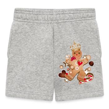 Bonhomme en pain d’épice avec couronne d’or – Gingerbread King - Short Bébé - gris chiné - Devant