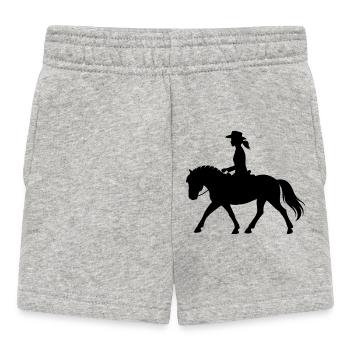 silhouette de cavalier western sur cheval / cheval fjord - Short Bébé - gris chiné - Devant