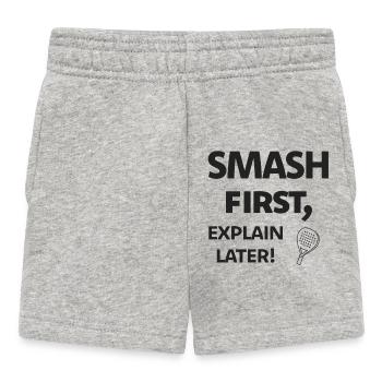Smash first, explain later! Black - Baby Shorts - heather grey - Front