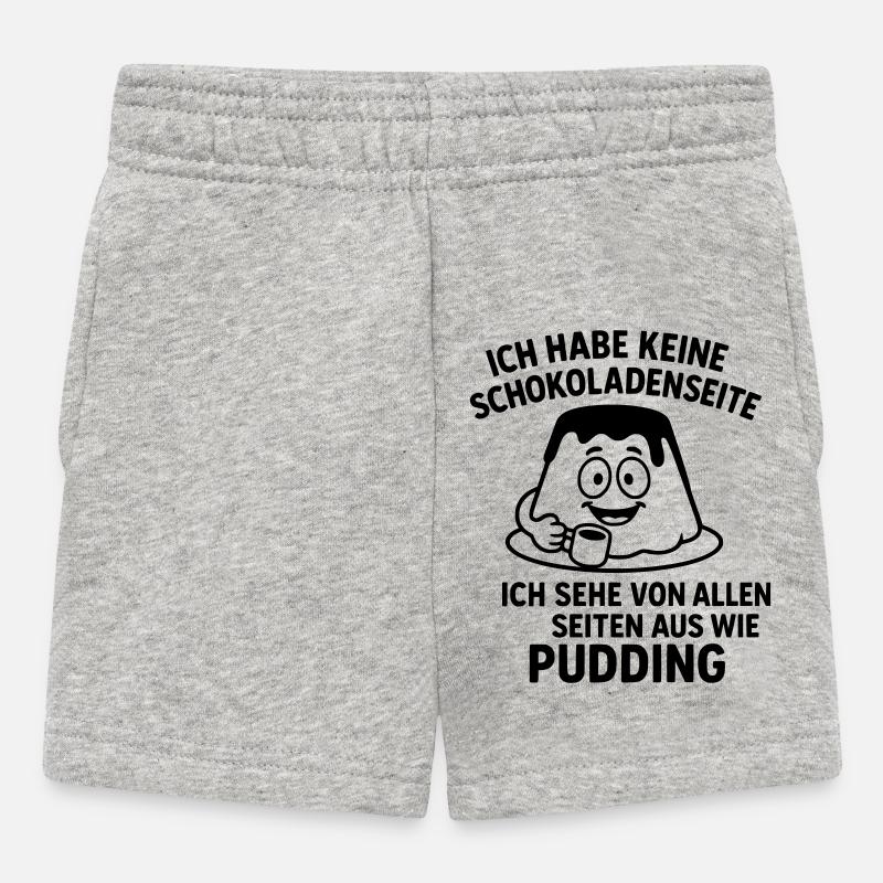 Pudding Chocolate Side - Baby Shorts - heather grey