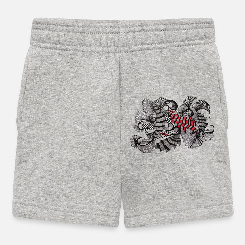 Noir Blanc Rouge Motif - Short Bébé - gris chiné