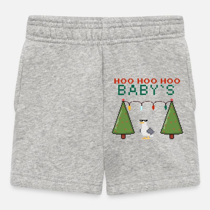 Pixel-Weihnachtsvogel mit Lichterketten - Baby Shorts - Grau meliert