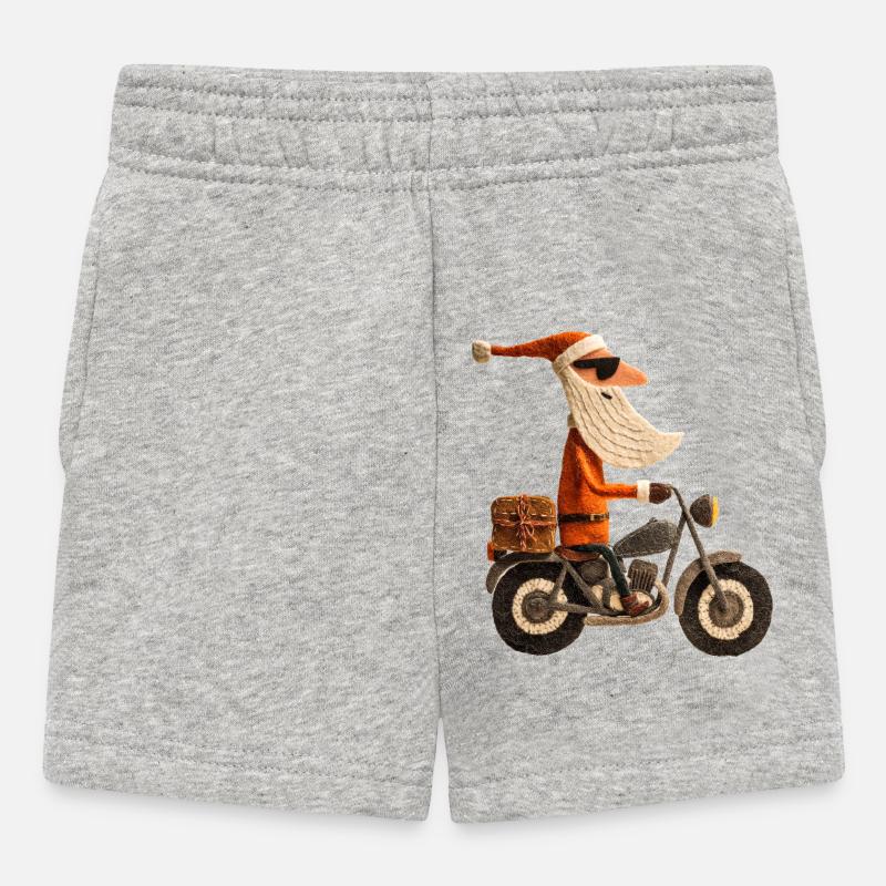 Père Noël à moto - Short Bébé - gris chiné