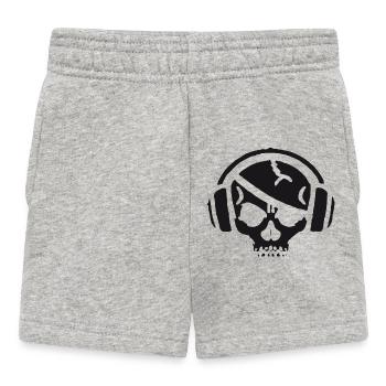 Schädel mit Kopfhörer - Baby Shorts - Grau meliert - Vorne