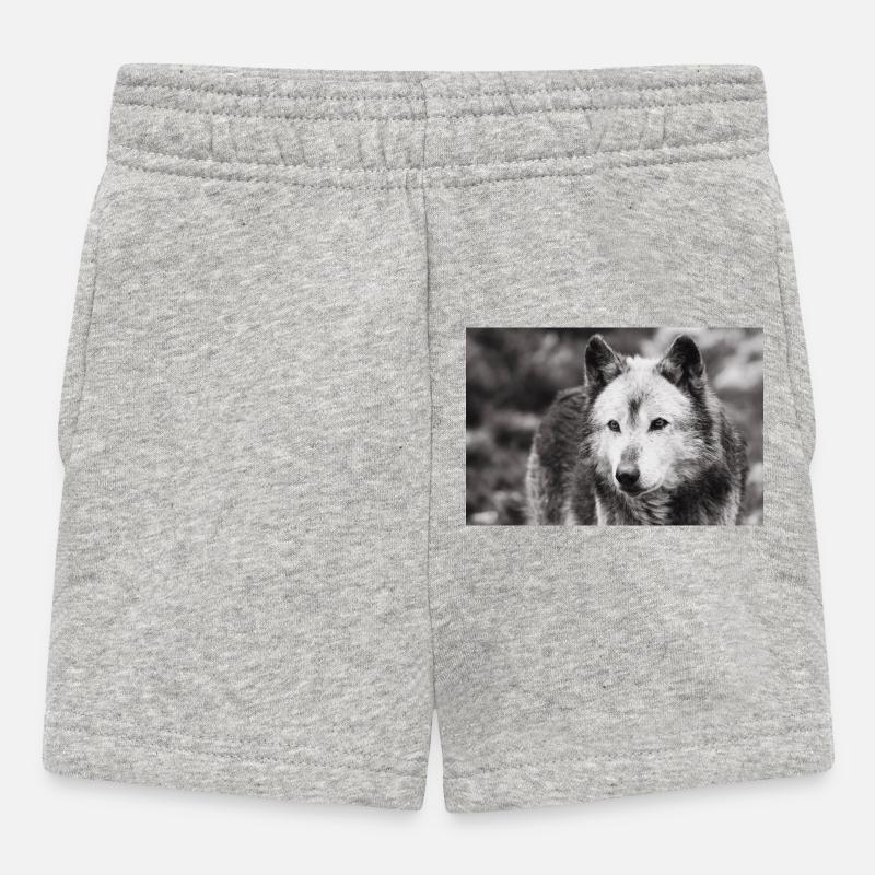 Lone Wolf Black and White - Baby Shorts - heather grey