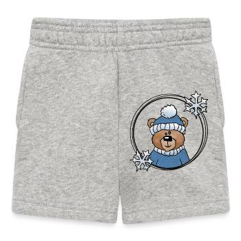 Winter Bear in Blue - Baby Shorts - heather grey - Front