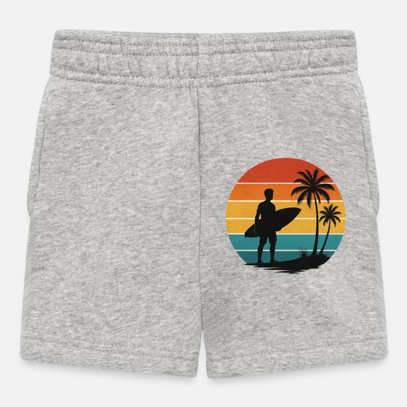 Retro Surfer Silhouette am Strand - Baby Shorts - Grau meliert
