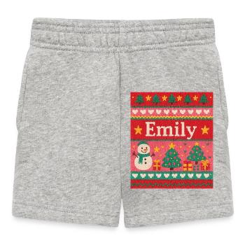 Festive Name Emily Ugly Chrismas Style, Xmas  - Baby Shorts - heather grey - Front
