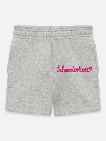 Schwesterherz - Geschenk mit Herz - Baby Shorts - Grau meliert