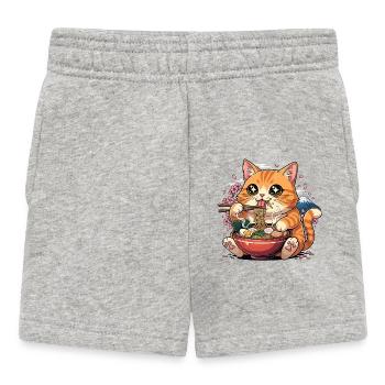 Kawaii Ramen Cat Mount Fuji - Baby Shorts - heather grey - Front