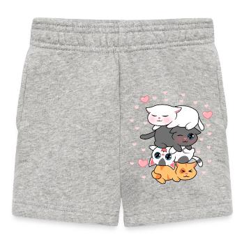 Four Kawaii Kittens Stack Cute Cats Illustration - Baby Shorts - heather grey - Front