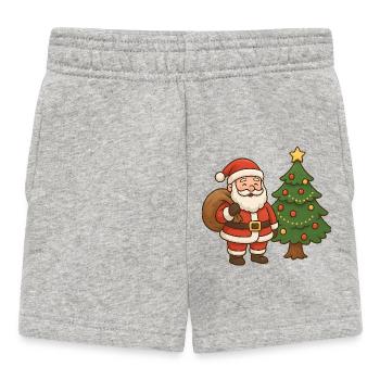 Santa Claus with Christmas Tree Illustration - Baby Shorts - heather grey - Front