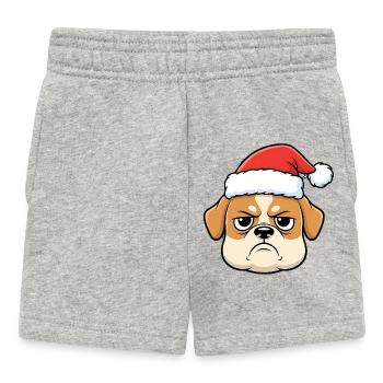 Grimmiger Bulldog im Santa Hut Anti Weihnahchten - Baby Shorts - Grau meliert - Vorne