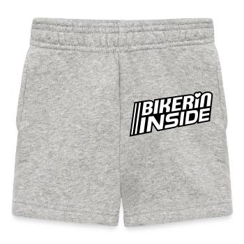 Bikerin inside lettering (colors can be changed) - Baby Shorts - heather grey - Front