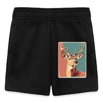 Rentier Hirsch Geweih Reindeer Vintage - Baby Shorts - Schwarz - Vorne