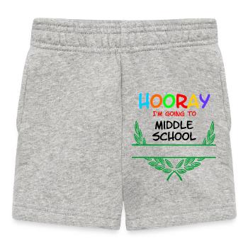 Hooray I'm going to middle school - namespace** - Baby Shorts - heather grey - Front