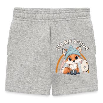 6th Birthday Fox Rainbow Cute Cute - Baby Shorts - heather grey - Front