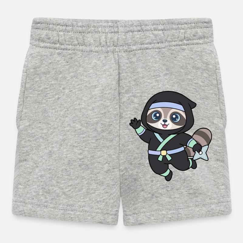 Raton laveur ninja en tenue de ninja - Short Bébé - gris chiné