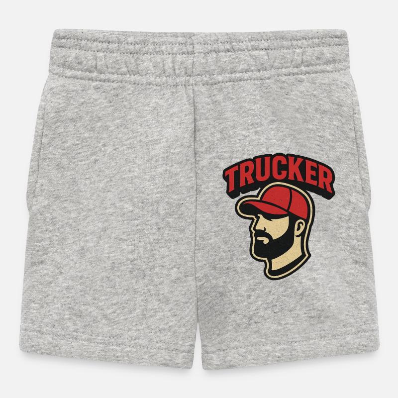 Trucker head with red cap - Baby Shorts - heather grey