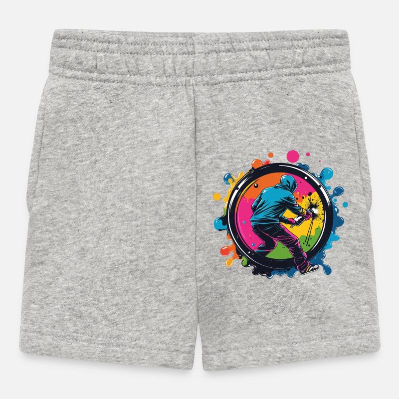 Graffiti in a colorful circle - Baby Shorts - heather grey