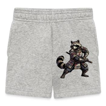 Waschbär Samurai mit Katana - Baby Shorts - Grau meliert - Vorne