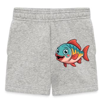 Lebhafter Cartoonfisch im Retro Design - Baby Shorts - Grau meliert - Vorne