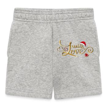 Goldener Liebes Schriftzug mit  Weihnachtsmütze - Baby Shorts - Grau meliert - Vorne