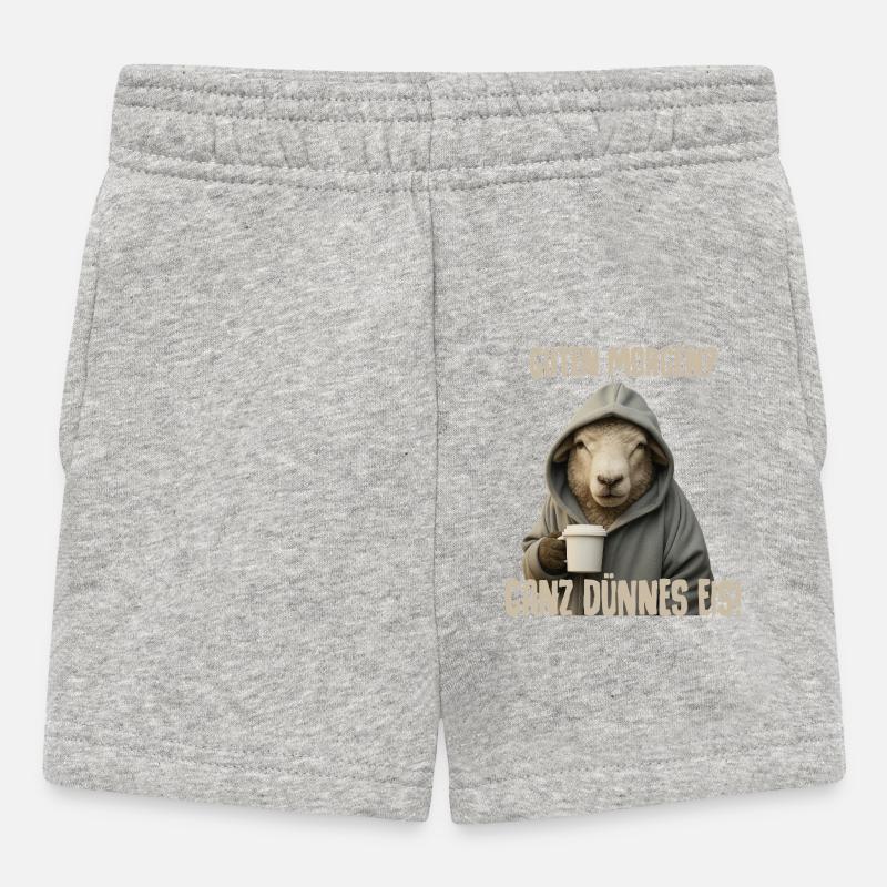 Café du matin avec sweat à capuche mouton - Short Bébé - gris chiné