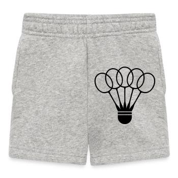 Badminton Shuttlecock with Racket Fan - Baby Shorts - heather grey - Front