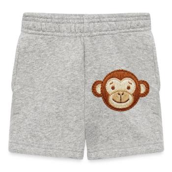 Bestickter niedlicher Affenkopf, verspieltes Tier (bedruckt) - Baby Shorts - Grau meliert - Vorne