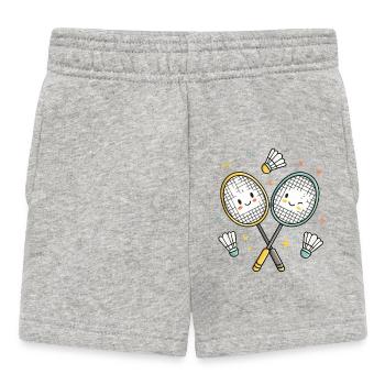Amis de badminton qui rient - Short Bébé - gris chiné - Devant