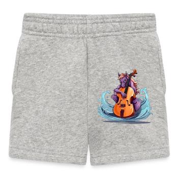 Wave Stroke Unicorn Cellist - Baby Shorts - heather grey - Front