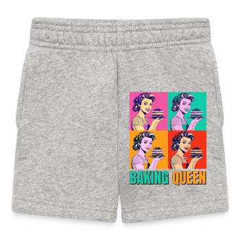 Backen Torte Backkönigin Backfee Bäckerin Pop Art - Baby Shorts - Grau meliert - Vorne