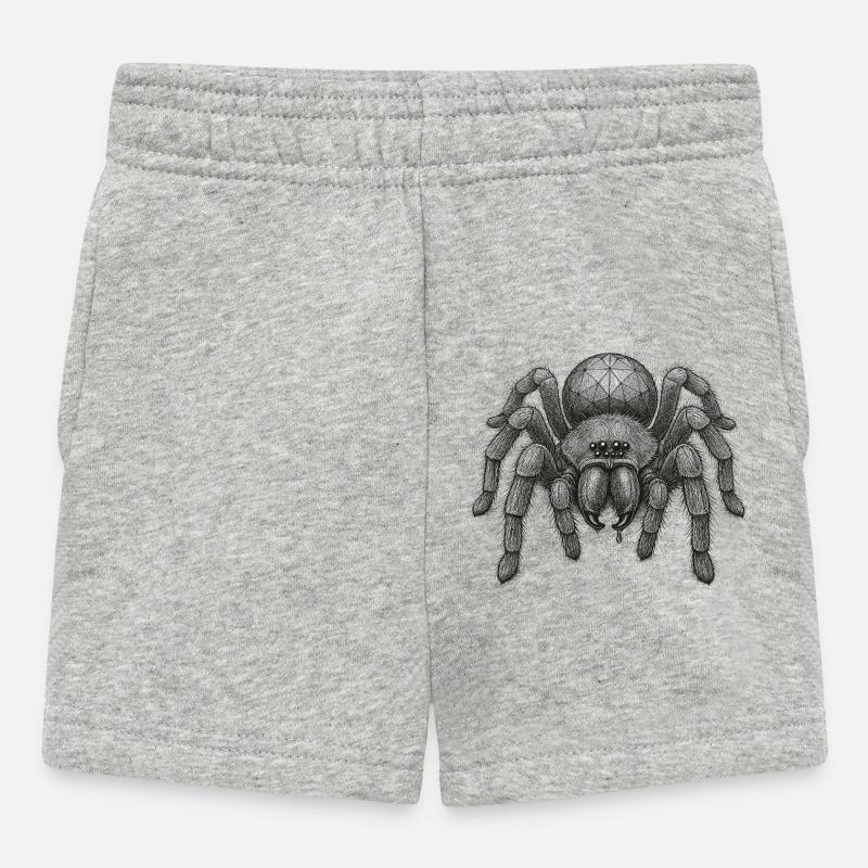 Geometric Web Spider Portrait - Baby Shorts - heather grey