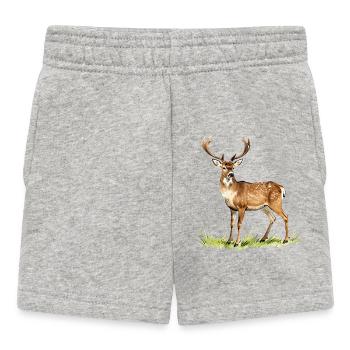 Forest watercolor deer - Baby Shorts - heather grey - Front