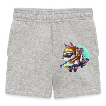 Weltraum Hund auf Hoverboard - Baby Shorts - Grau meliert - Vorne