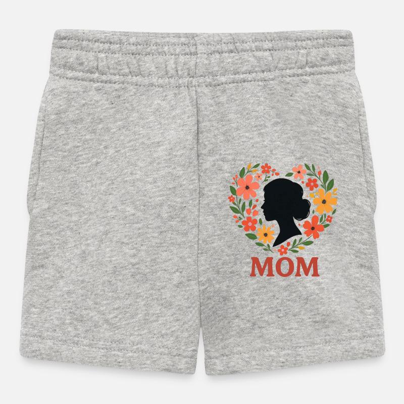 Silhouette de la Mère en couronne florale - Short Bébé - gris chiné