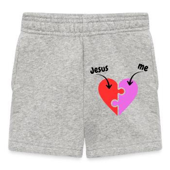 Jesus & me - Heart - Puzzle - Christian - Baby Shorts - heather grey - Front