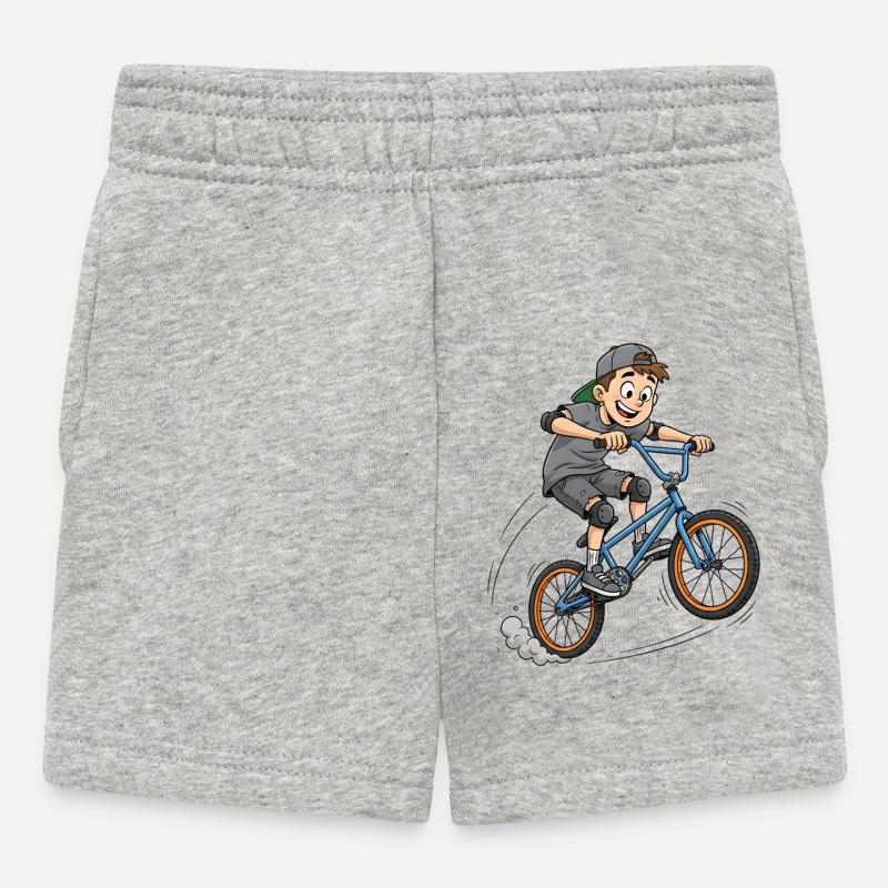 👉 Saut de garçon BMX cool – Art de style urbain - Short Bébé - gris chiné