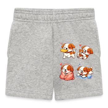 Adorable and Tender Cartoon Puppies - Baby Shorts - heather grey - Front