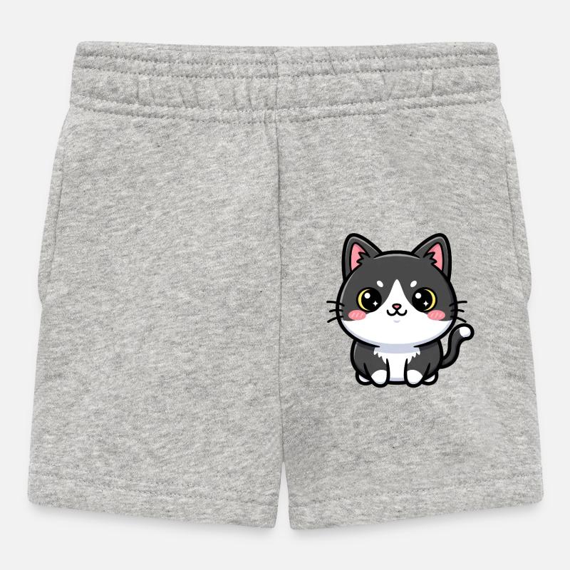Chibi-Katzen-Anhänger - Baby Shorts - Grau meliert