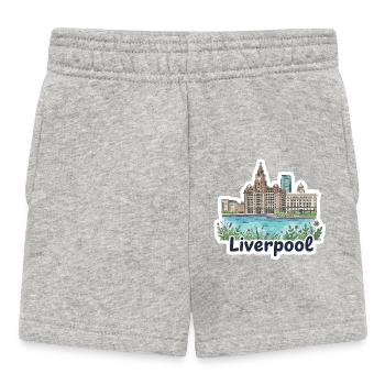 Liverpool Skyline: Drei Grazien, Leber Gebäude Kunst - Baby Shorts - Grau meliert - Vorne