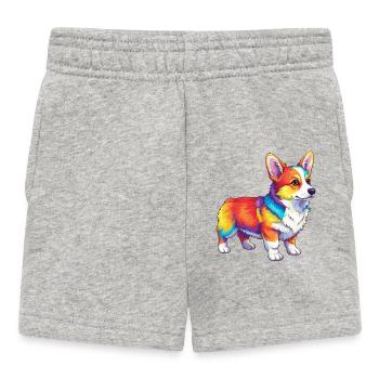 Buntes Corgi-Hund-Regenbogen-Pop-Art-Aquarell - Baby Shorts - Grau meliert - Vorne