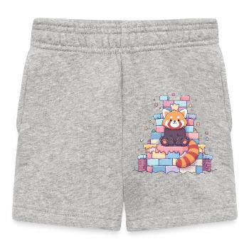 Kawaii Panda im Zuckerkastell - Baby Shorts - Grau meliert - Vorne