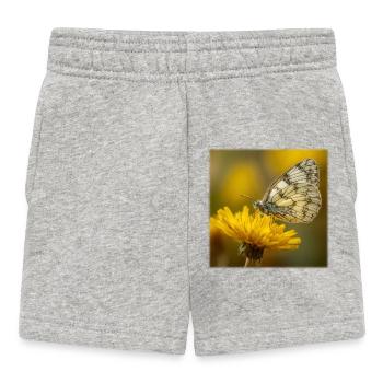 Weißer Schmetterling auf gelber Blüte - Baby Shorts - Grau meliert - Vorne