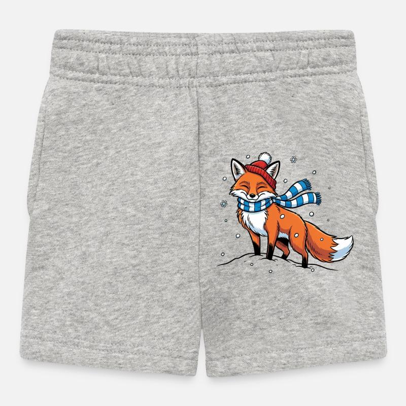 Renard d’hiver avec écharpe - Short Bébé - gris chiné