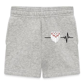 Bowling is my life, heartbeat, strike - Baby Shorts - heather grey - Front