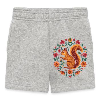 Squirrel in a wreath of flowers - Baby Shorts - heather grey - Front