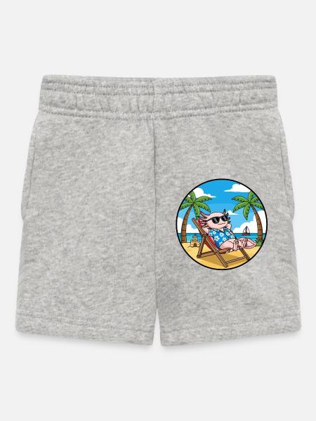 Coole Axolotl-Strandurlaubs-Sommerstimmung - Baby Shorts - Grau meliert